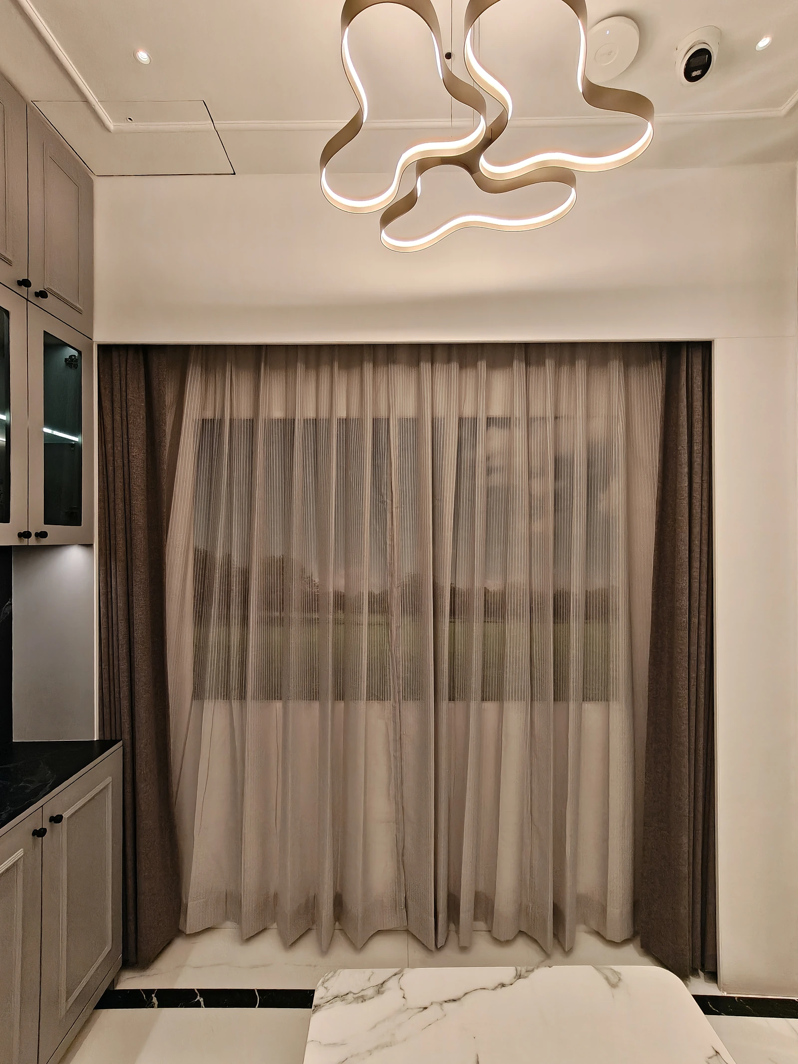 Motorised sheer and blackout curtains