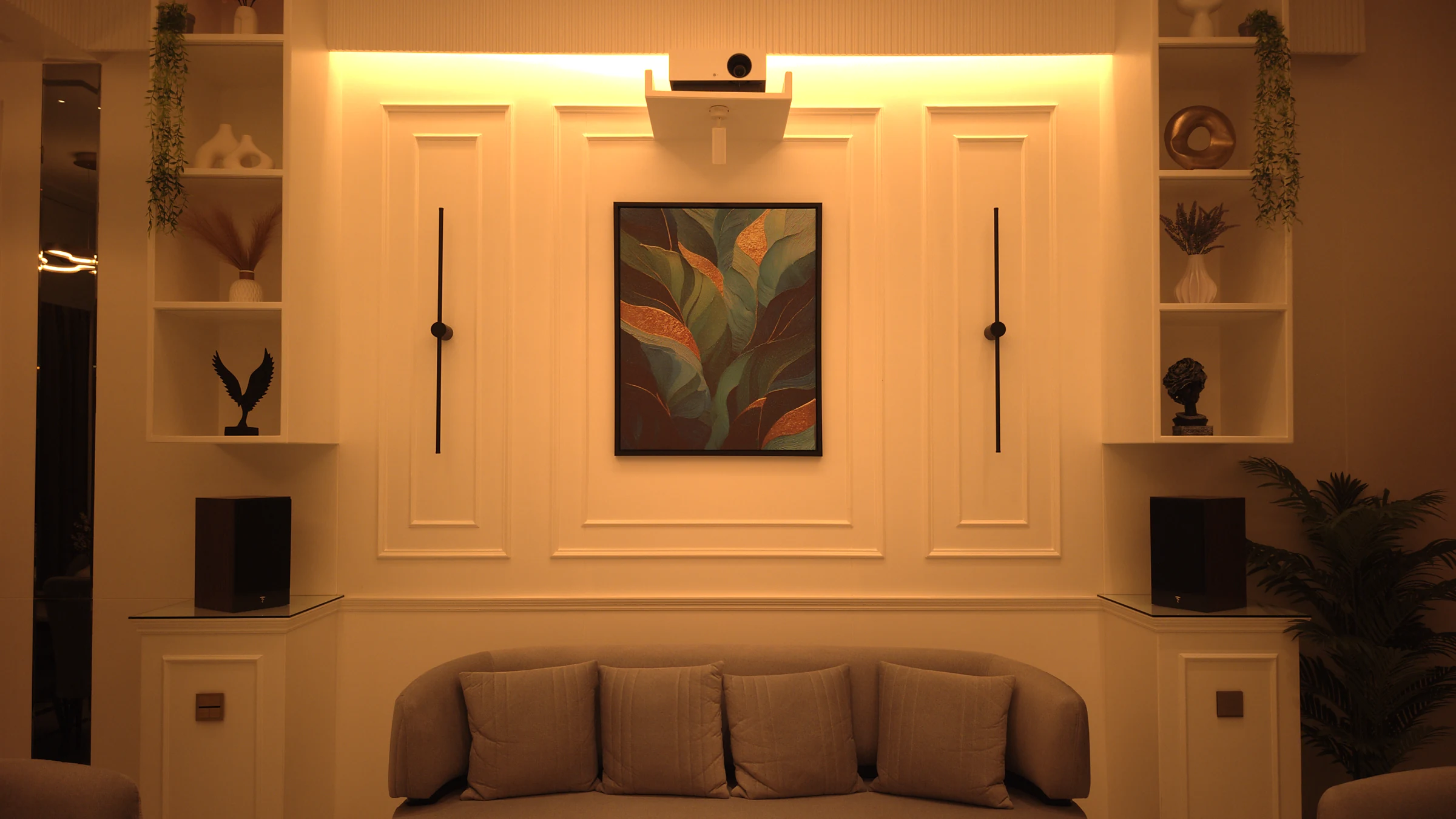 The same wall under low amber evening light